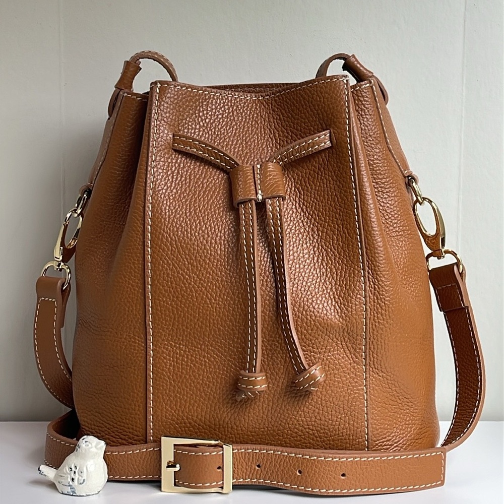 Divina Firenze Italian Leather Drawstring Bucket Bag